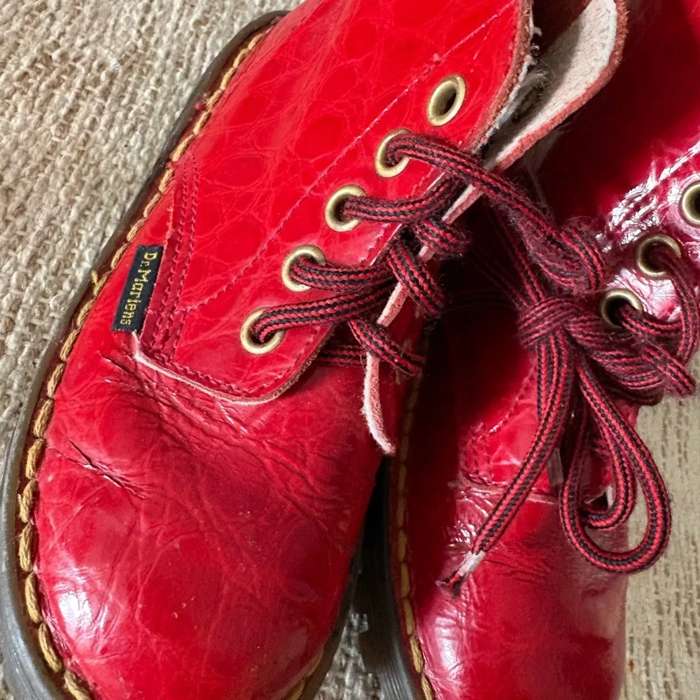 Dr Martens  kids Red Lace-Up Leather Boots